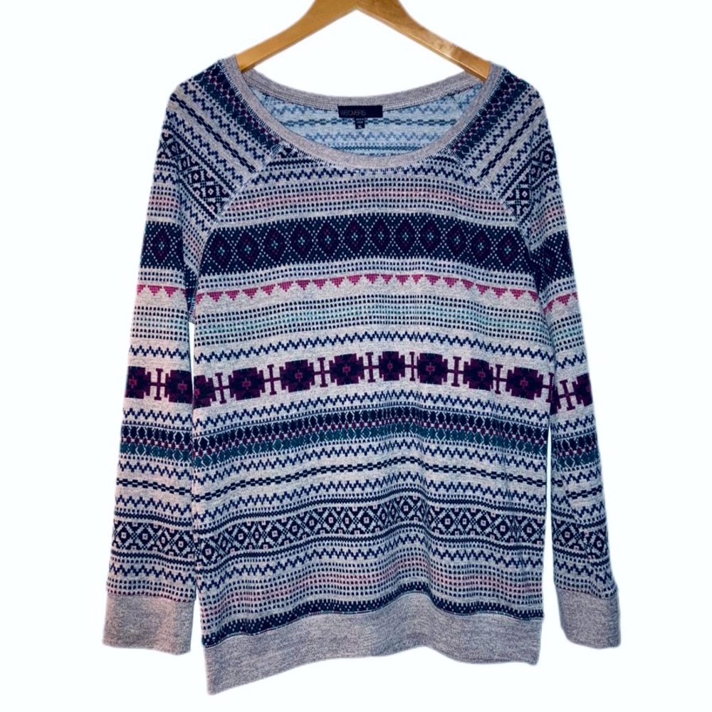 Weavers Brand Women’s Long Sleeve Aztec Print Sweater Tee - Size XL